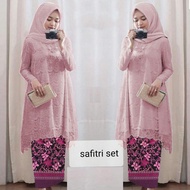(SML.XL.XXL) SET SAFITRI KEBAYA ADELIA PREMIUM + ROK BATIK + BRUKAT GLITER TEBAL / KEBAYA PESTA / KE