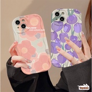 For Infinix Smart 8 7 6 5 2020 Hot 40i 40 Pro 30i 30Play 20 20i Play Note 12 G96 Spark Go 2024 2023  Hot 12 11 10 Play Ins Purple Tulips Couple 3D Wave Edge Phone Case Soft Cover