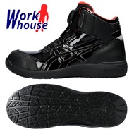 [Work house] Asics CP306 BOA Mirror Black High-Top Lightweight Work Shoes Safety Protective Plastic Steel Toe 3E Wide Last