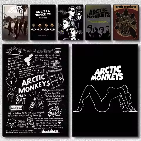 Rock Band Arctic M-Monkeys Poster Self-adhesive Art Waterproof Sticker Coffee House Dorm Room Wall D