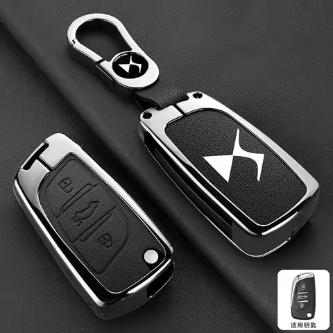 Leather Car Key Cover Case For DS DS3 DS5 DS6 DS7 DS9 Peugeot Energy DS4 Dias Protector Keyring Deco
