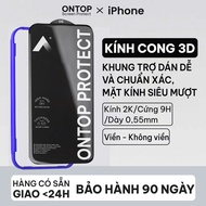 Kính Cường Lực Cong Viền 3D Cho iPhone Có Khung Trợ Dán Siêu Dễ Độ cứng 9H Chống Va Đập Mặt Siêu Dày