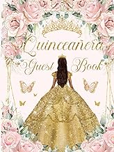 Quinceanera Guest Book Hardcover Blush Pink Floral Gold Dress: Mis Quince Años ( Sweet 15 Birthday) 