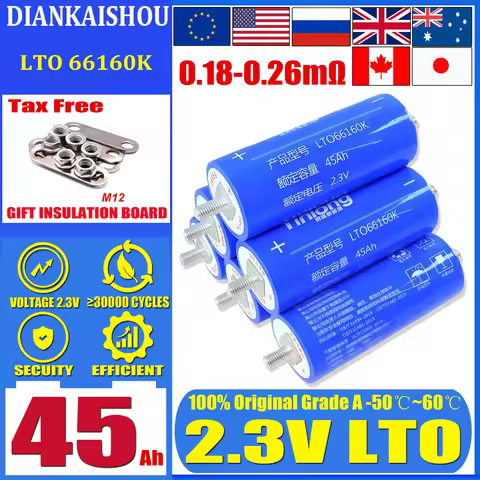 Yinlong Lto Lithium titanate Battery Original 2.3V 45ah 10c DIY 12V 24V Electric Boat Solar Speaker 