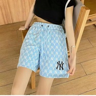 กางเกงขาสั้นพิมพ์ลายเต็มตัวสำหรับฤดูร้อน MLB Ny กางเกงลำลองใหม่สำหรับทั้งหญิงและชายกีฬา Terry กางเกง