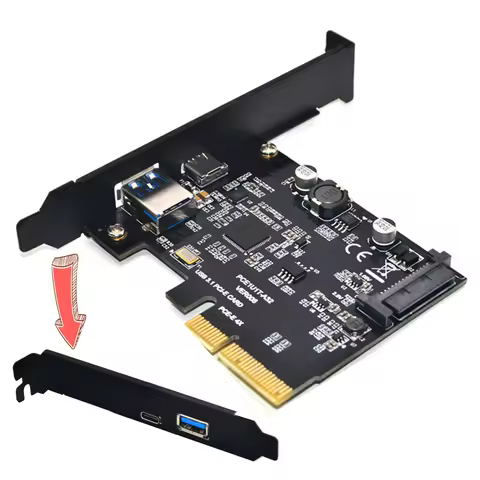 Add On Card USB 3.1 Type C PCIe Expansion Card PCI-e to 1 Type C and 1 Type A 3.0 USB Adapter PCI Ex