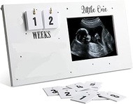 Cute Bear Sonogram Picture Frame with Baby Countdown Weeks, Standard 4"x3" Ultrasound Photo, Pregnan