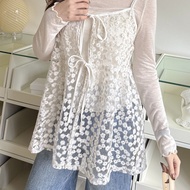 [HARPER] Daisy Embroidered Laced-Up Outer Vest | Cover Lace [CLD71810K] vest woman