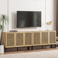 Cabinet For Tvs Up To 100, 2-in-1 Entertainment Center Tv Console With Locker And Metal Base, 94.5 L