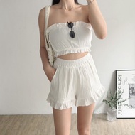Elastic Waist Ruffled Texture Shorts 6061