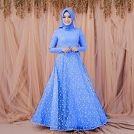 BAYAR DI TEMPAT /Gamis panjang wanita / gamis brokat lokal / maxi muslimah modern / baju pesta musli