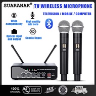 Dual UHF Bluetooth TV Wireless Microphone System With Optical Fiber Input Reverberation Connect Mobile Television Computer Karaoke