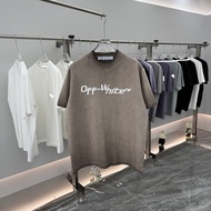 20262025Spring Summer New Style High Version OW Letter Arrow Pattern Round Neck Pullover Short Sleev