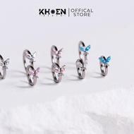 (1 Piece) Multicolored Butterfly Round Earrings - Titanium F136 - Earrings store