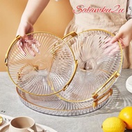 Luxury Tray Double Ear Handle Clear Plastic Fruit Tray Oval Rectangle Round Food Serving multifuncti