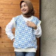 Sally Rompi Rajut Korea - Vest Knit Korea Motif Heart