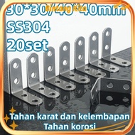 SIKU (20pcs L Angle + 80 Screws) L Angle Plate Bracket Furniture Support 304 Stainless Steel L Angle