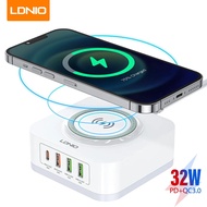 Hexinhongjian Hexinhongjian LDNIO 32W ที่ชาร์จแบบไร้สายสำหรับ13 12 11 X Pro Max สำหรับ Samsung Galaxy S21 S20 S10 S9 S8 Vivo ที่ชาร์จชาร์จเร็ว