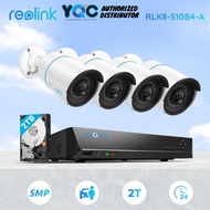 Reolink RLK8-510B4-A 2TB 5MP 8-Channel NVR Smart PoE AI Security Camera 24/7 Recording People/Vehicl