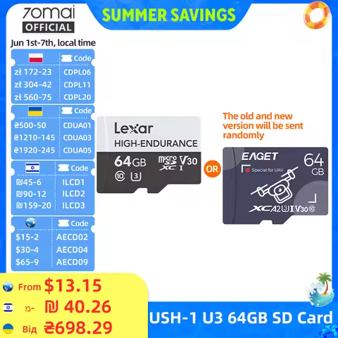 HIGH-ENDURANCE Micro SD 32GB 64GB 128GB TF Card USH-3 for 70mai 4K Dash Cam A810 A800SE A800S A510 A