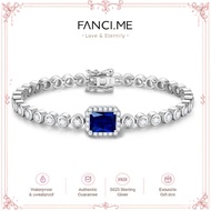 FANCIME "Axis" Radiant Cut September Birthstone Sapphire Sterling Silver Tennis Bracelet