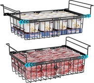 ISPECLE Large Chest Freezer Organizer Bins - Fit 10 To 20 Cu.ft Deep Freezer 2 Pack Adjustable Hangi