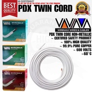 WIREMAX PDX WIRE TWIN CORE NON-METALLIC SHEATHED CABLE PURE COPPER 99.9% 14/2 1.6mmx2c - 12/2 2.0mmx2c - 10/2 2.6mmx2c (30m/40m/50m)