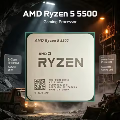 AMD Ryzen 5 5500 CPU Socket AM4 Six-Core Twelve-Thread 4.2GHz 65W TDP 16M L3 Cache