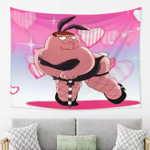 VIKAMA Parody Home Tapestry Peter Griffin Bunny Girl Whimsical Anime Theme Room Living Room Decor Ho