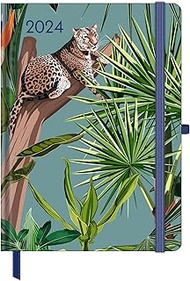 GreenLine Diary Jungle 2024 - Book Calendar - Pocket Calendar - 16 x 22 cm