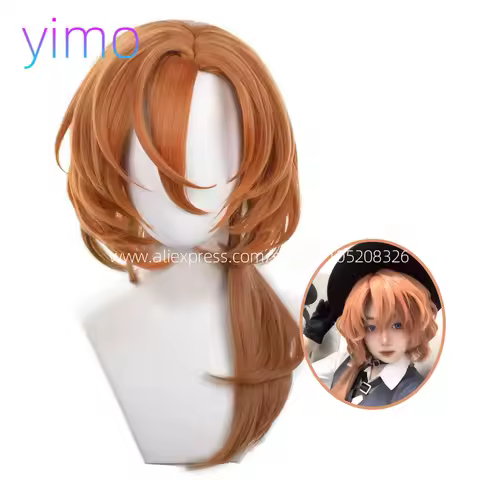 High Quality Anime Bungo Stray Dogs Chuya Nakahara Chuuya Cosplay Wig Heat Resistant Synthetic Hair 