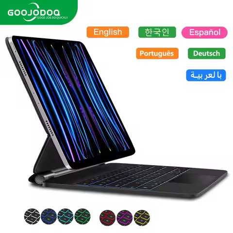 GOOJODOQ Backlight Magic Keyboard for iPad Air 6 2024 case for iPad Air 11 inch case iPad Air 5 Air 