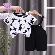 Sét Quần yếm cho bé trai bé gái Chất Kaki + Áo thun hình Khủng long Yếm cho bé trai bé gái Đồ sơ sin