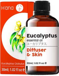 H’ana Eucalyptus Essential Oil for Diffuser - 100% Natural Eucalyptus Oil Essential Oil - Eucalyptus Oil for Diffuser Skin Humidifier Sinus &amp; Hair (30ml)