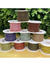 (5 Yards /10 Yards) Multicolor (Gold Base And Silver Base) Rhinestone Chain, Rhinestone Decorative C