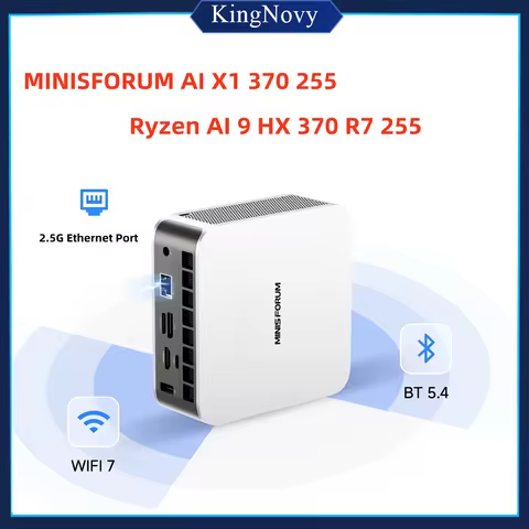 MINISFORUM X1 370 255 AI Mini PC AMD Ryzen AI 9 HX 370 R7 255 OCuLink 2*USB4 Built-in Dual Speaker W