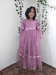 LaQuin.id Baju pesta anak muslim perempuan / Dress pesta anak perempuan usia 4 - 10 tahun/ Baju Gamis Brukat Anak Perempuan