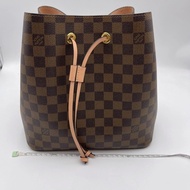 Lv 路易威登 NéoNoé 粉紅色襯裡 Damier 水桶包 棕色帆布