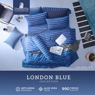 Dunlopillo ชุดผ้าปู เทคโนโลยีผ้าถนอมผิว ทอ 990 เส้น รุ่น London Blue ส่งฟรี