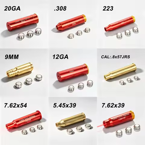 .223 .308 .338 12GA 20GA 5.45x39 7.62x39 9x19mm Gauge Red La-ser Bore Sighter Training Boresighter C