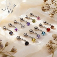 1PC 16G Rook Cartilage Piercing Stainless Steel Curved Barbell Vertical Lip Piercing Multicolor Crys