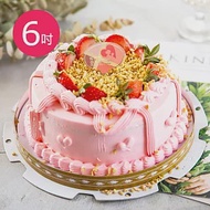 樂活e棧-母親節造型蛋糕-粉紅華爾滋蛋糕6吋1顆(母親節 蛋糕 手作 水果) 水果x芋頭
