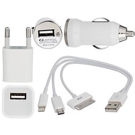 3 in 1 USB Charger Cable Apple 8 Pin EU Plug Car Charger with Retail Box for iPhone and Samsung - USD $ 4.99