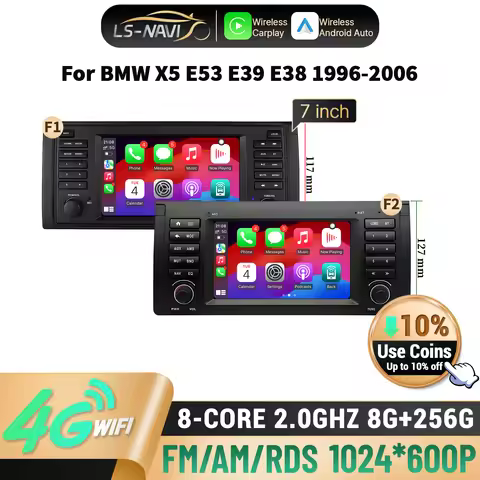 7 inch Car Radio For BMW X5 E53 E39 E38 1996 1997 1998 1999-2004 2005 2006 4G Wireless Bluetooth Car