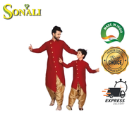 Sonali Collection Red Kurta /Jippa for Men and Boys (TOP only)