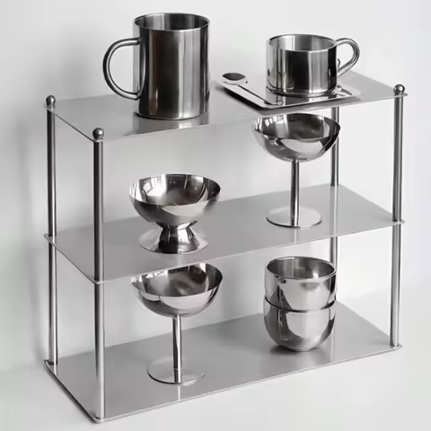 Modern Stainless Shelf Steel 2/3 Layers Storage Rack Minimalist Cup Cosmetics Rack Storage Organizat