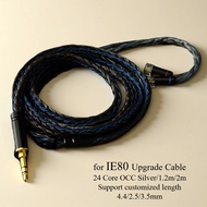 24-Core Silver Plated Earphone Cable for Sennheiser IE80 IE80s Wide Soundstage Bass Boost 1.2m Low-I