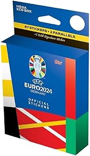 Topps Official Euro 2024 Sticker Collection - Mega Eco Box - Contains 87 Euro 2024 Stickers, 2 Paral