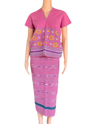 ชุดเชท ชุดกระเหรี่ยง Karen shirt dress เสื้อกะเหรี่ยง ผ้าถุง ผ้าท่อ ชุดพื้นเมือง ผ้าซิ่น