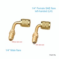 AC Refrigerant Adapter  1/4" Hose Adapter for Left-Handed A2L Refrigerant Tanks - Female LH to Male 